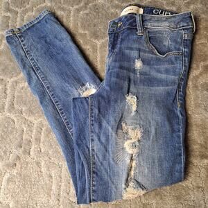 SLINK JEANS CURVY SUPER DISTRESSED WOMENS SIZE 4 STRETCH 27x27 CASUAL ANKLE
